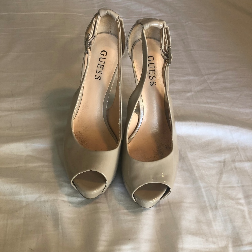 Guess Nude Peep Toe Pumps